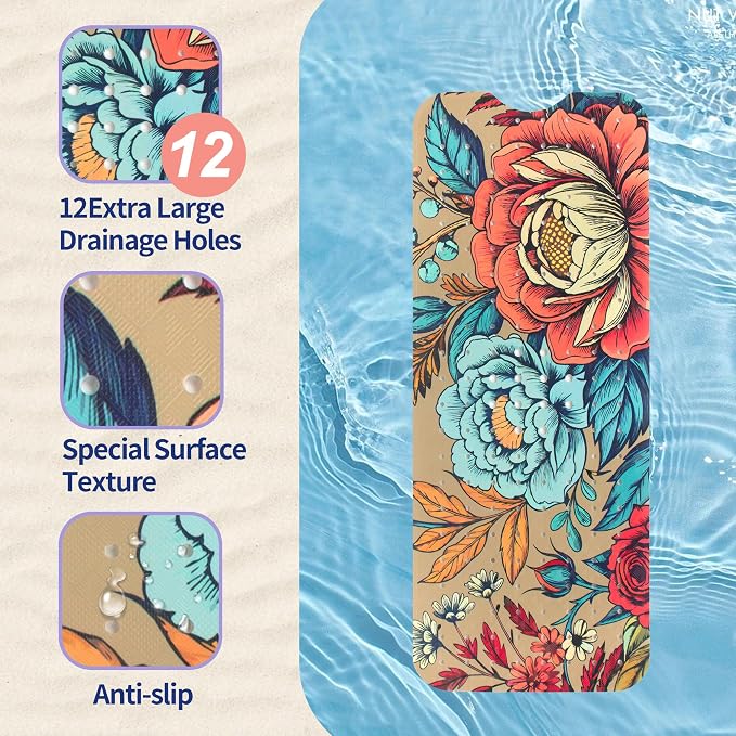 Bohemia Floral Bathtub Mat Non Slip - Image 3