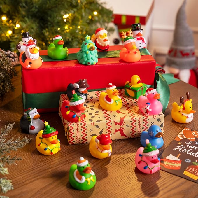JOYIN 24 Pcs Christmas Ducks Bath Toys, Mini Ducky Baby Bathtub Shower Pool Toys - Image 6