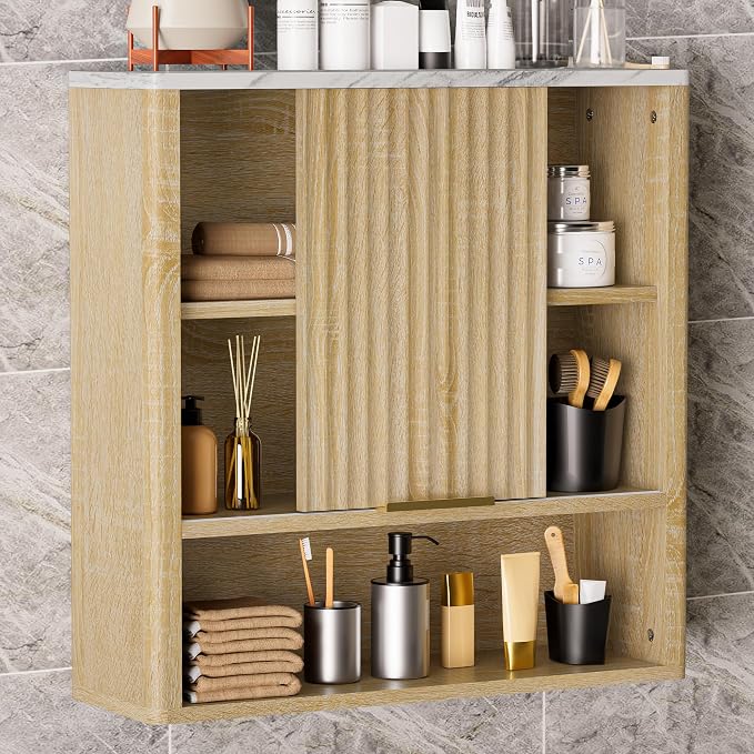24” Bathroom Wall Cabinet, Modern Wood Medicine Cabinet by HOCAT