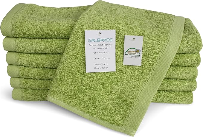 SALBAKOS 100% Turkish Cotton Washcloth Set of 12 13x13 inch | Heirloom Quality - Image 2