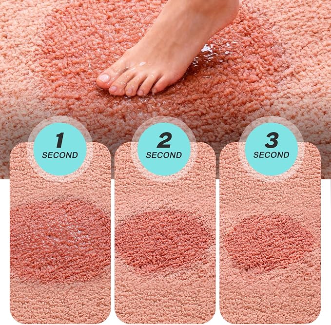 Kmson Bathroom Rugs Mat, Non-Slip Fluffy Thick Water Absorbent Microfiber Mat - Image 5