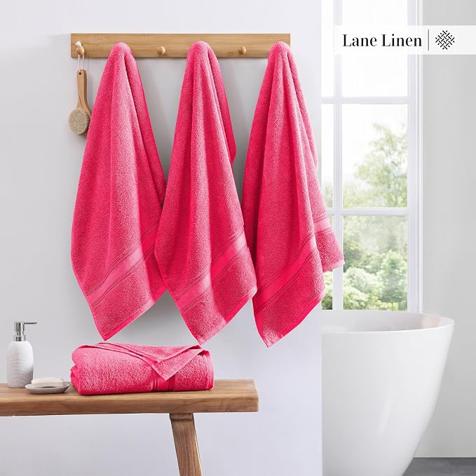LANE LINEN 100% Cotton Large Bath Towels Set of 4 - Image 3