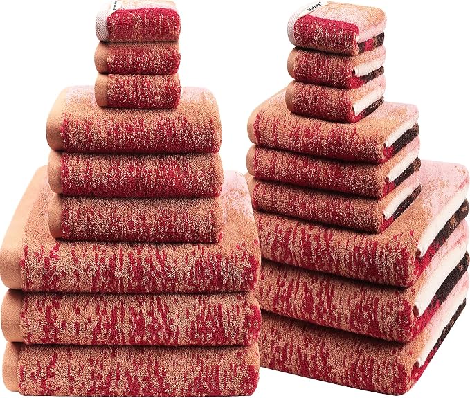 SEMAXE 18-Pack Bath Towel Set Include 6 Bath Towels, 6 Hand Towels, 6 Wash by SEMAXE