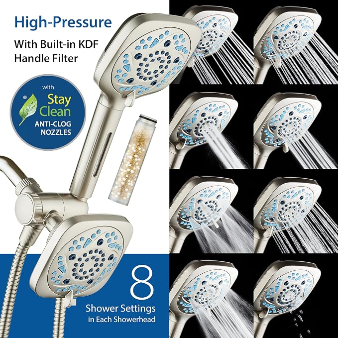 6-way High Pressure 82 Spray Mode Filtered Showerhead Combo - Image 4
