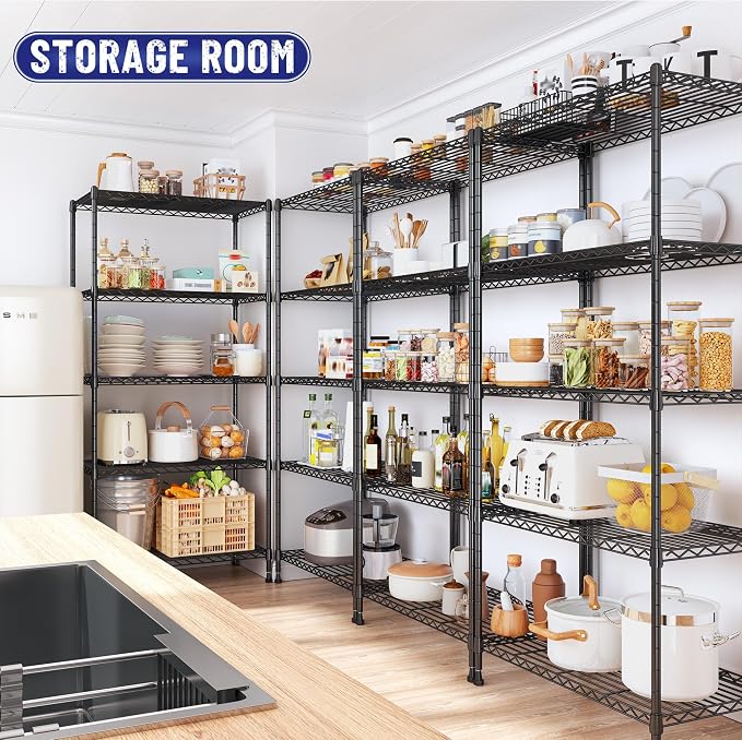 5-Tier Shelf, Shelves Capacity 1010LBS, Storage Shelves Adjustable Wire Shelving - Image 5