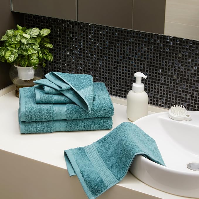 Amazon Basics Fade Resistant Bath, Hand and Washcloth Towel Set, 100% Cotton - Image 7