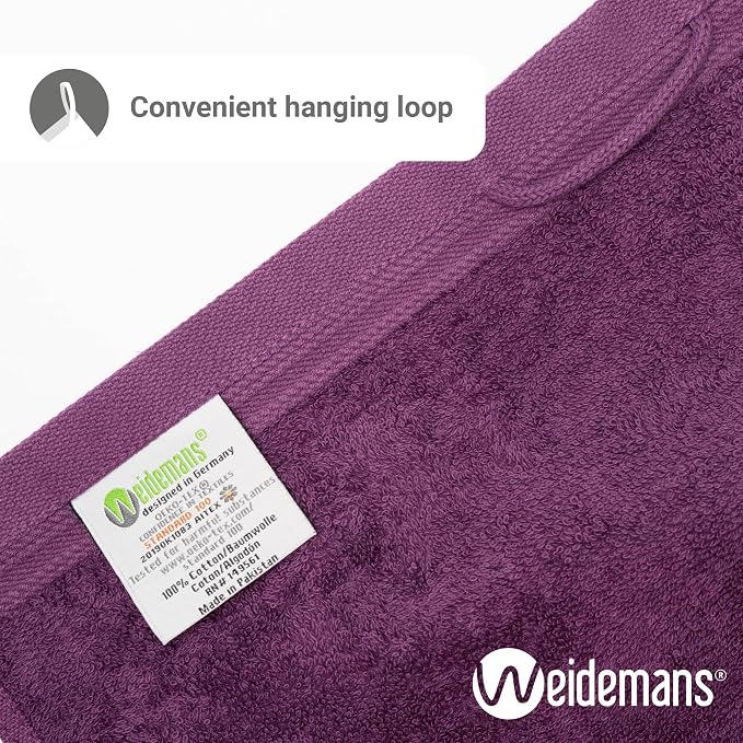 100% Cotton Washcloths Set 13” x 13” | Plum Towels | Set of 12 Ultra Soft and - Image 4