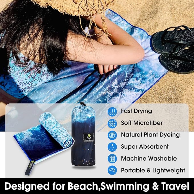 4Monster Microfiber Beach Towel Quick Dry, Super Absorbent Lightweight Travel - Image 2