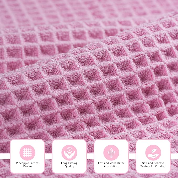 New Microfiber Waffle Bath Towels, 3 Pieces, Fast Drying, Lint Free, Includes - Image 2