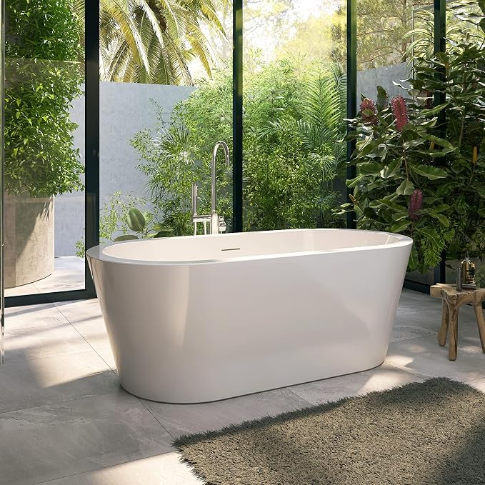 61" Acrylic Free Standing Tub, Stand Alone Tub, Freestanding Bathtub, Soaking - Image 9