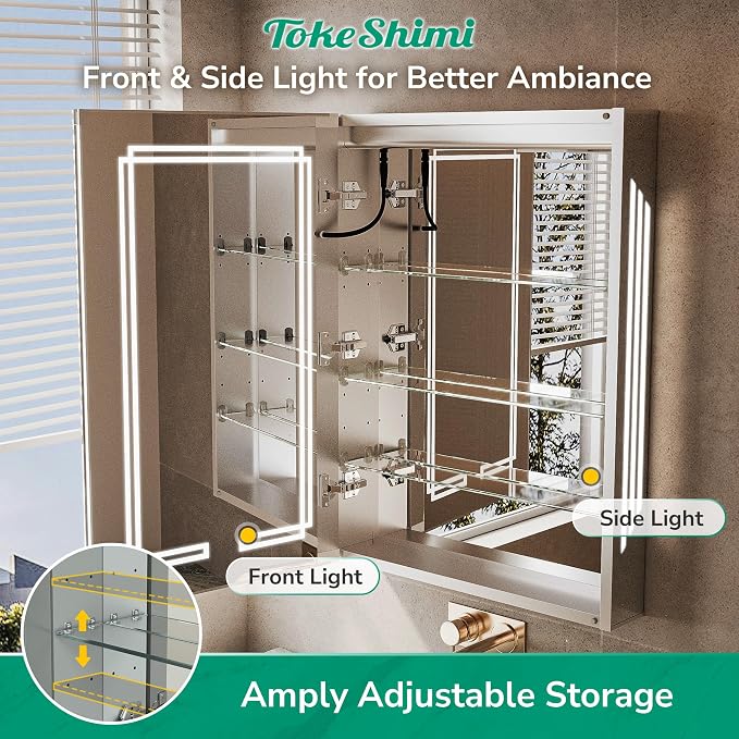 TokeShimi 30x32 Bathroom Mirror Medicine Cabinet - Image 5