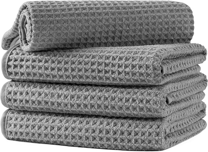 Microfiber Waffle Hand Towels, 4 Pieces, Fast Drying, Lint Free by Unknown