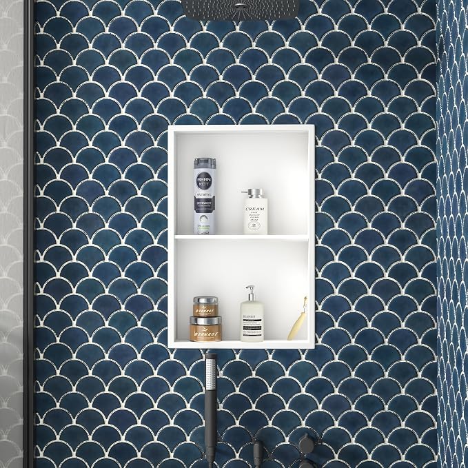 Stainless Steel Shower Niche 14"×24" White - Image 2
