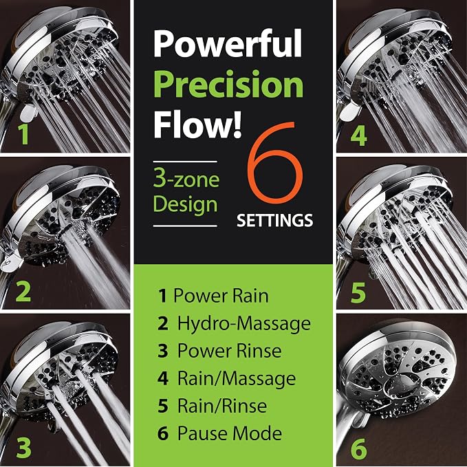 AquaDance For California High Pressure 6-Setting 3.5" Chrome Face Handheld - Image 5