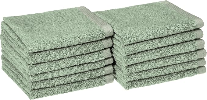 Amazon Basics Cotton Washcloths, Seafoam Green by AmazonBasics