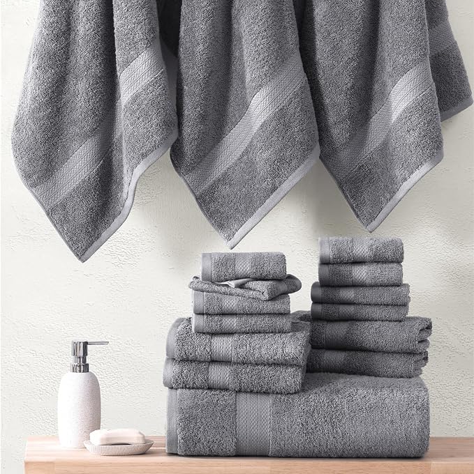 Lane Linen 100% Mercerized Cotton Luxury Bathroom Towels Set - Image 5