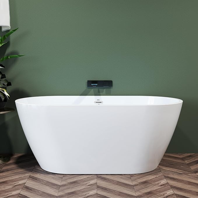 FerdY Nauru 55" Acrylic Freestanding Bathtub, Gracefully Shaped Freestanding by FerdY