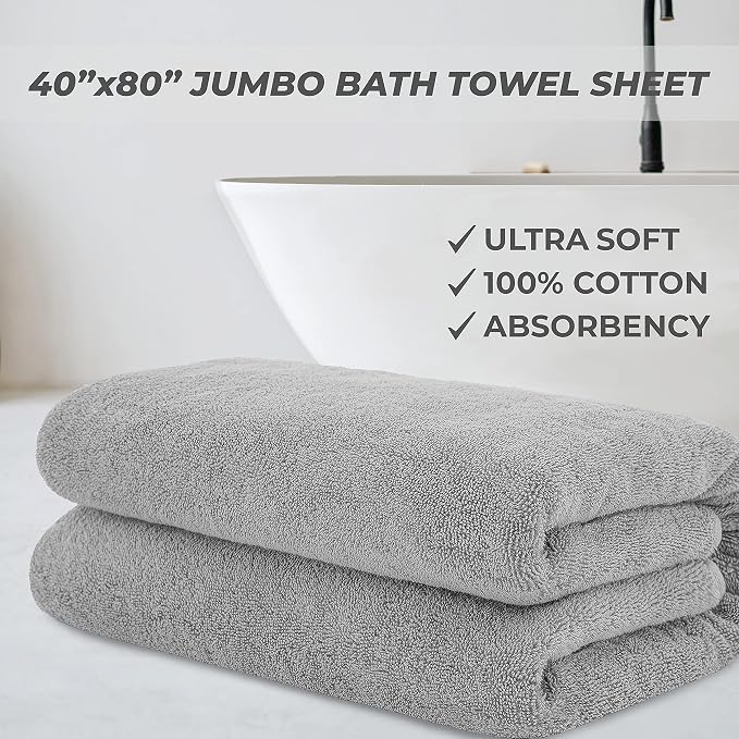 Cotton Paradise 100% Cotton 40x80 Oversized Bath Sheet, Extra Large Turkish - Image 2