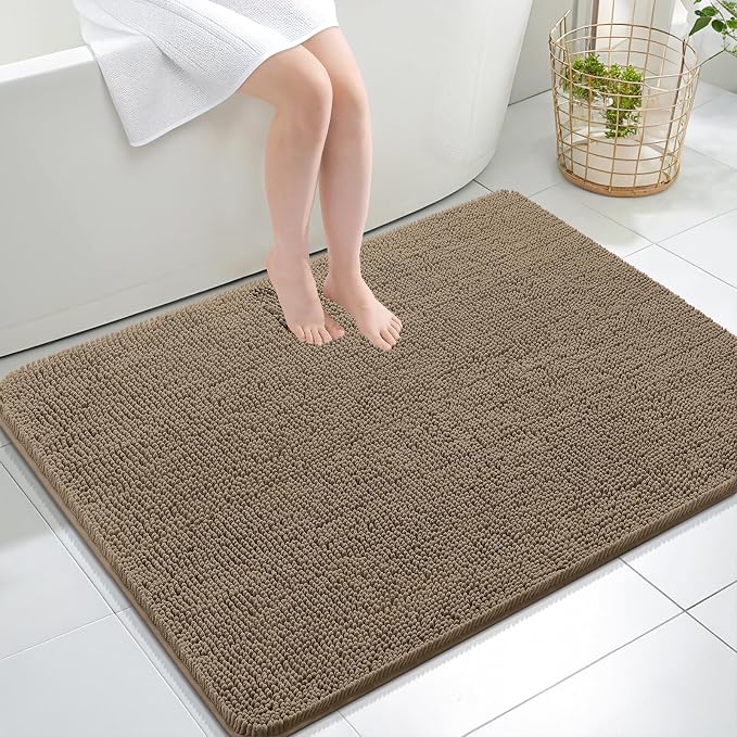 OLANLY Bathroom Rugs 40x32, Extra Soft Absorbent Chenille Bath Rugs, Rubber by OLANLY