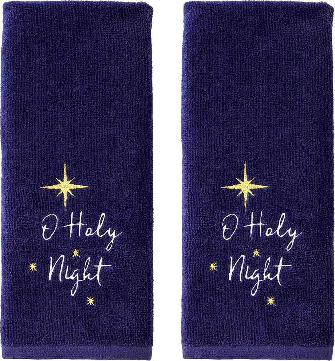SKL Home Religious/Christmas/Winter O Holy Night Hand Towel 2pc Set by SKLHomebySaturdayKnightLtd