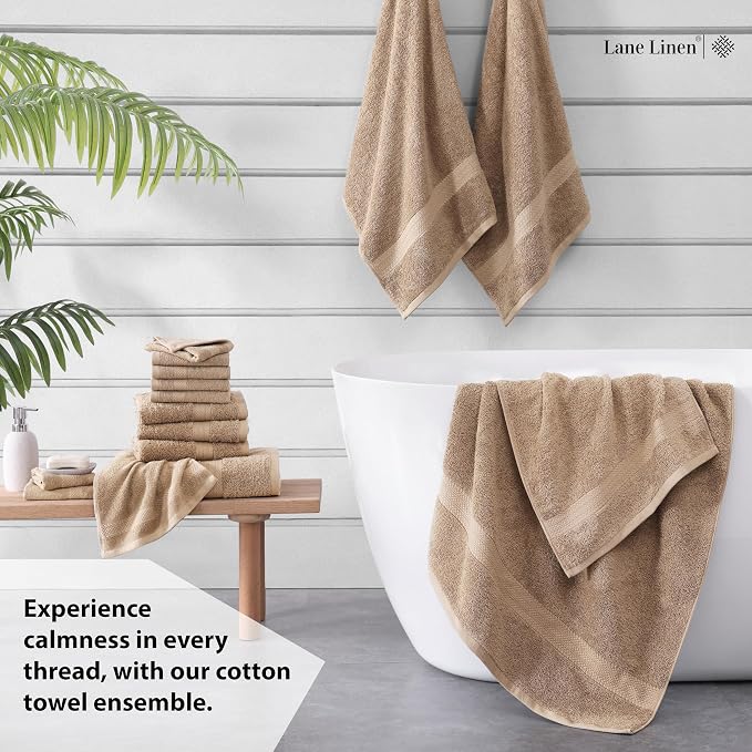 LANE LINEN 100% Mercerized Cotton Bathroom Towel Set - Image 3