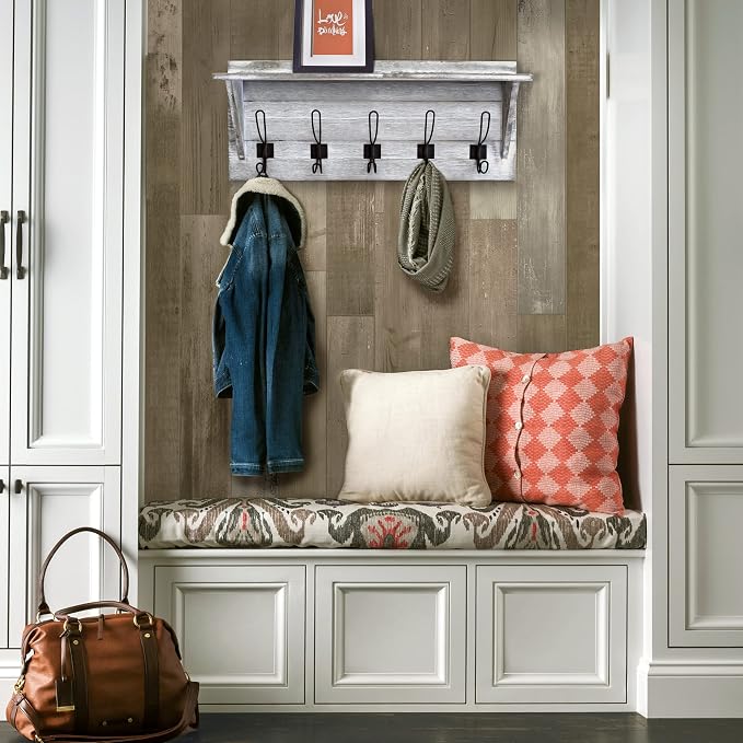 HBCY Creations Rustic Wall Mounted Coat Rack - Image 4
