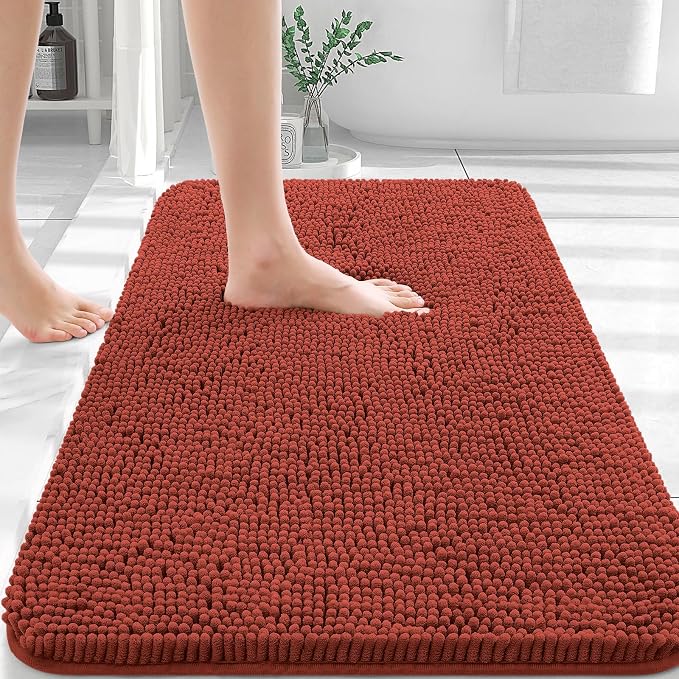 OLANLY Bathroom Rugs 30x20, Extra Soft Absorbent Chenille Bath Rugs, Rubber by OLANLY