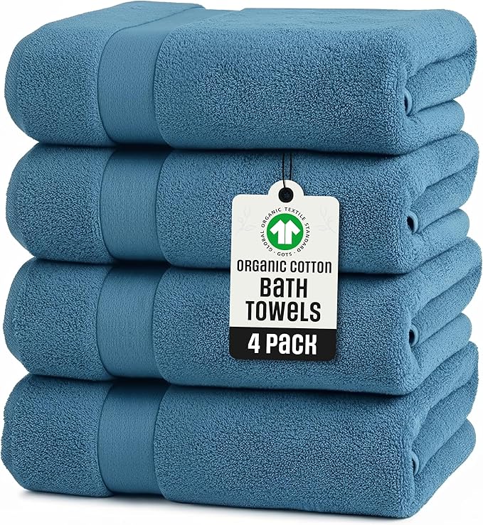 TOWELTIQUE- Organic Cotton Luxury Bath Towels Pack of 4 GOTS & Oeko- TEX by Toweltique