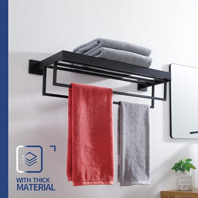 KOKOSIRI Black Towel Rack 20'' Bathroom Towel Shelf - Image 4