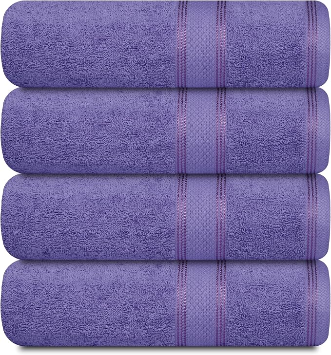 Casa Lino Lavender Bath Towels Set of 4 by CASALINO