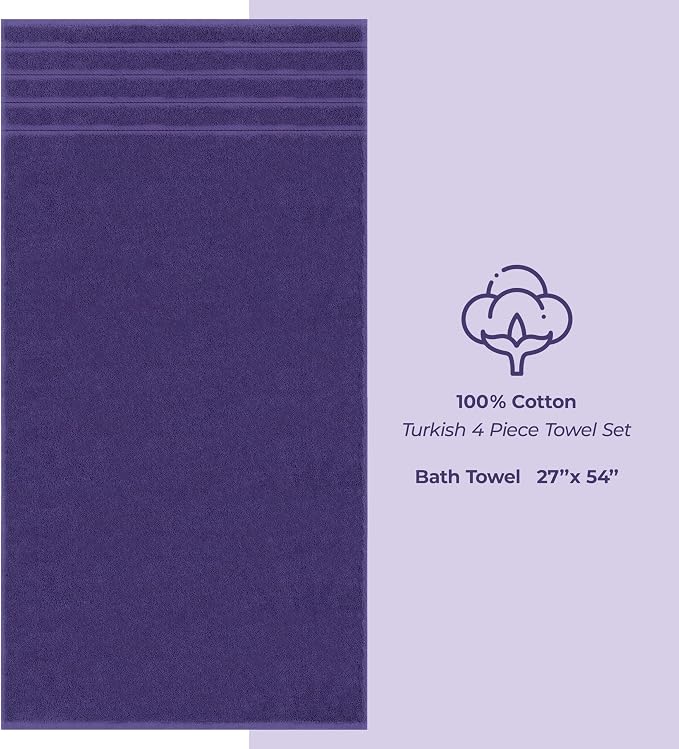 American Soft Linen Luxury 4 Piece Bath Towel Set, 600 GSM 100% Cotton Turkish - Image 5