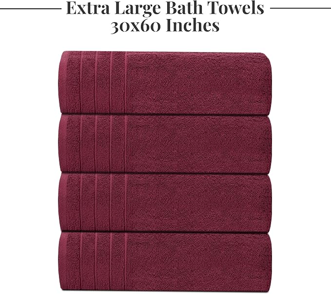 Tens Towels Pack of 4 Extra Large Bath Towels 30 x 60 Inches, 100% Cotton - Image 7