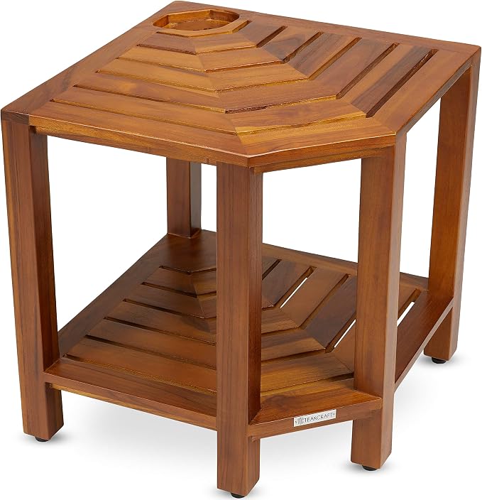 TeakCraft Teak Corner Shower Bench by TeakCraft