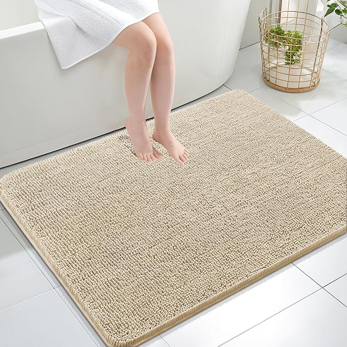 OLANLY Bathroom Rugs 40x32, Extra Soft Absorbent Chenille Bath Rugs, Rubber by OLANLY
