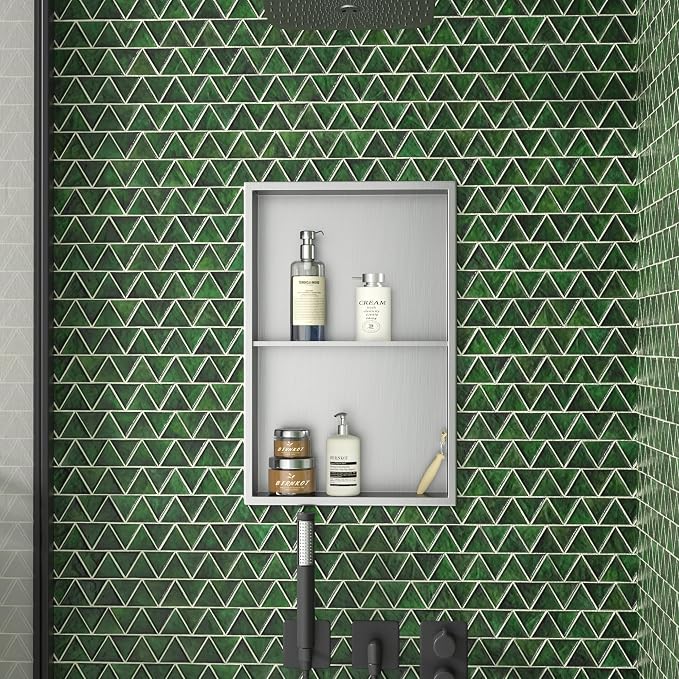 Stainless Steel Shower Niche 14"×24" Brushed No Tiled Needed Niche Shower - Image 2