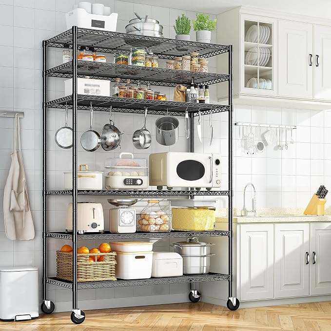82" H X45 W X18 D Wire Shelving Unit, 6 Tier Adjustable Storage Shelves - Image 2