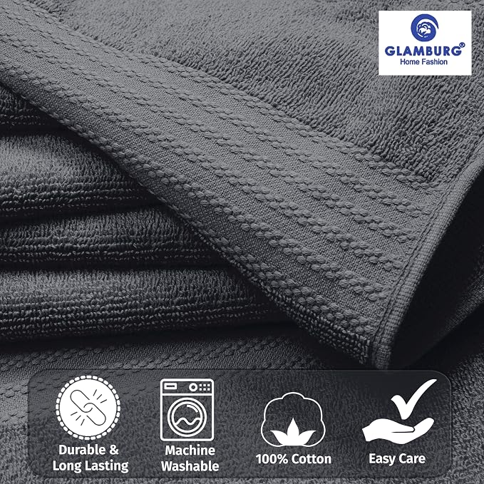GLAMBURG Ultra Soft 8-Piece Towel Set - Image 2