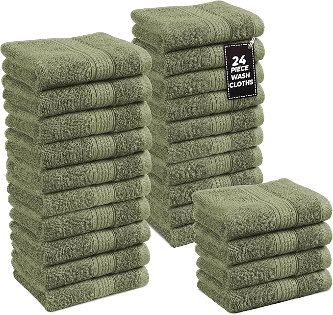 LANE LINEN 100% Cotton Washcloths 24 Pack by LaneLinen