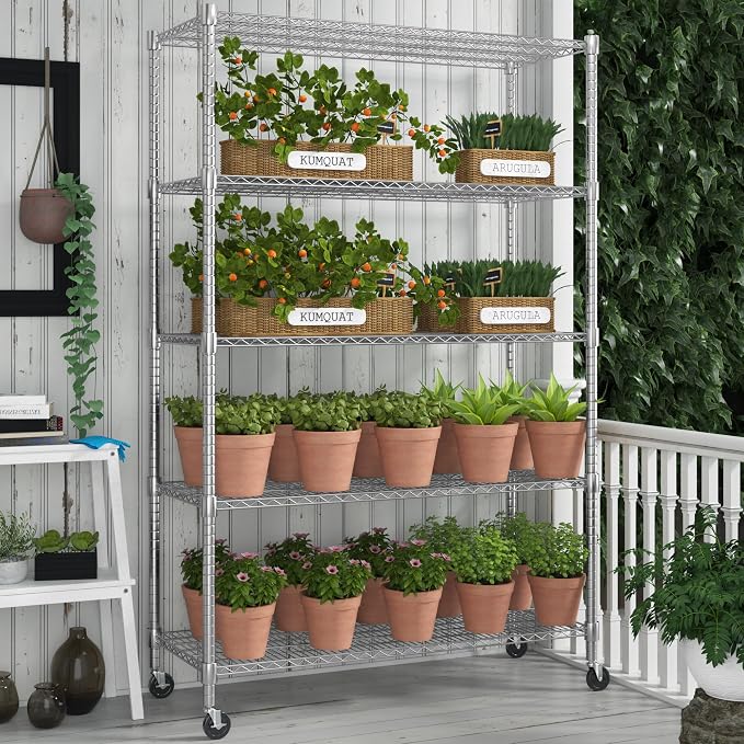 Homdox 5 Tier Heavy Duty Storage Shelves, Wire Shelving Unit - Image 2