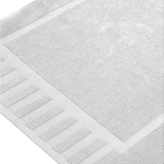 White Classic Luxury Bath Mat Floor Towel Set - Image 2