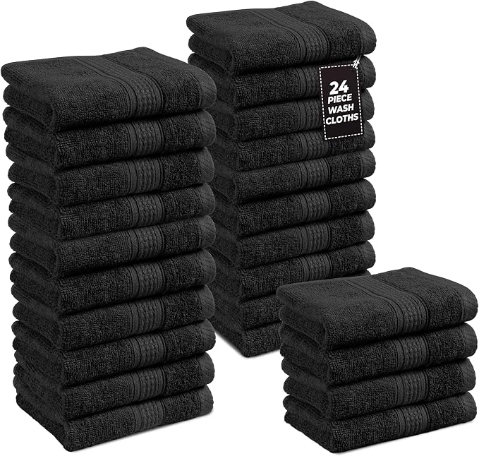 LANE LINEN 100% Cotton Washcloths 24 Pack by LaneLinen