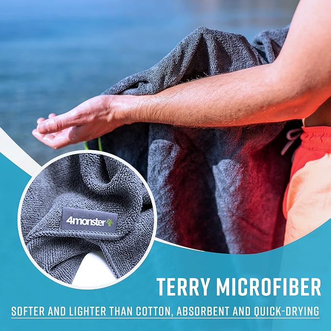 4Monster 4 Pack Microfiber Camping Towel Quick Dry, Super Absorbent Travel Towel - Image 4