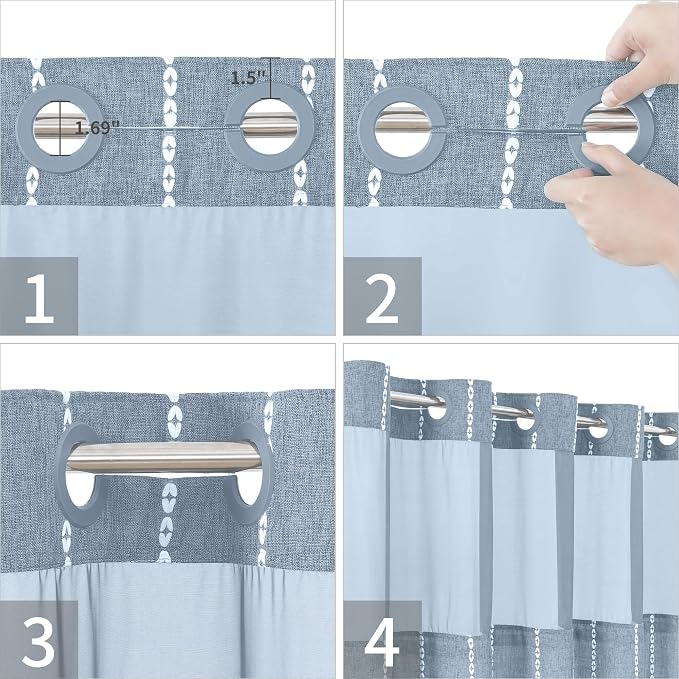 No Hook Extra Long Shower Curtain Set - Image 5