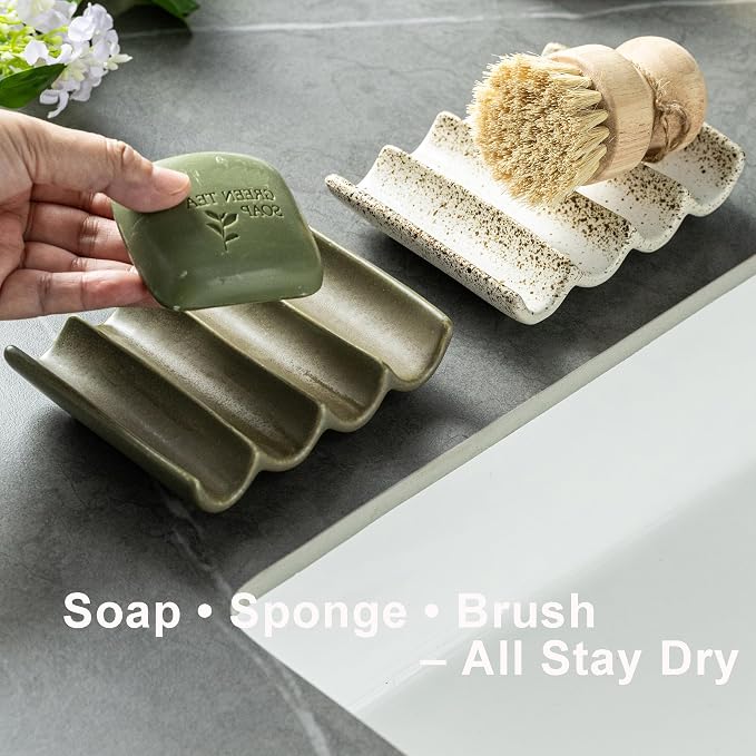 Bar Soap Holder, Ceramic Soap Dish - Image 2