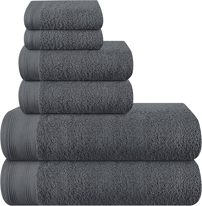 Ultra Soft 6 Pack Cotton Towel Set, Contains 2 Bath Towels 28x55 inch, 2 Hand by Unknown