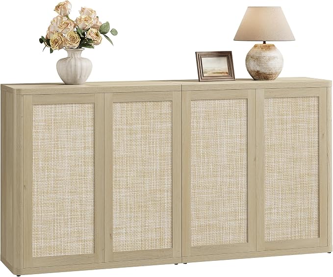 SICOTAS Rattan Buffet Sideboard Storage Cabinet - Image 8