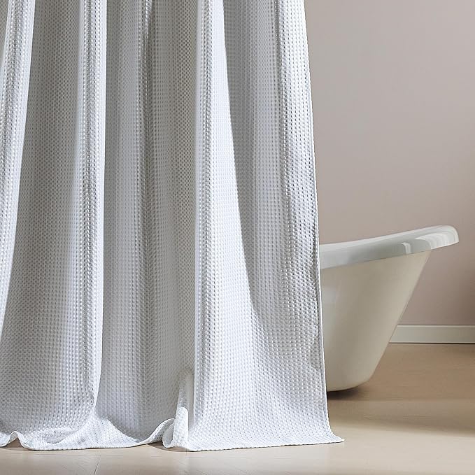 SLEEP ZONE Shower Curtain Liner, Waffle Shower Curtains - Image 2