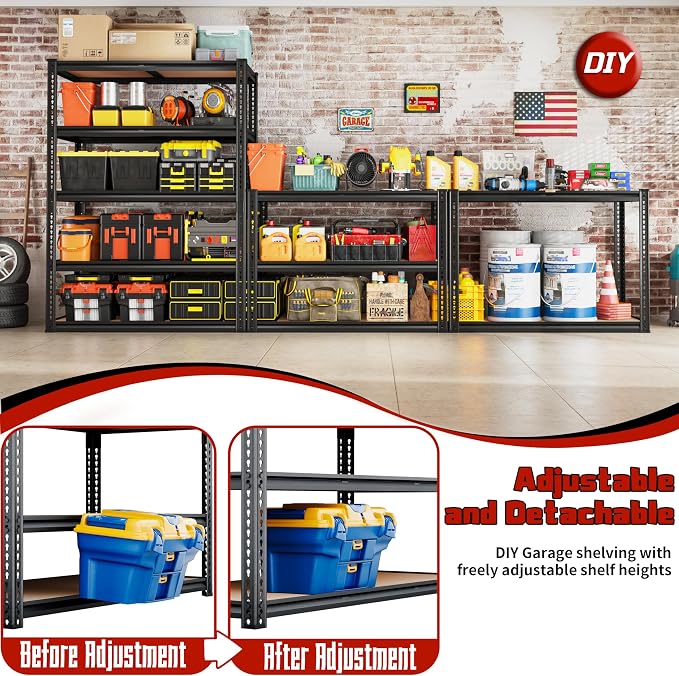 2050LBS Storage Shelves Heavy Duty 5 Tier Garage Storage Shelving, Adjustable - Image 8