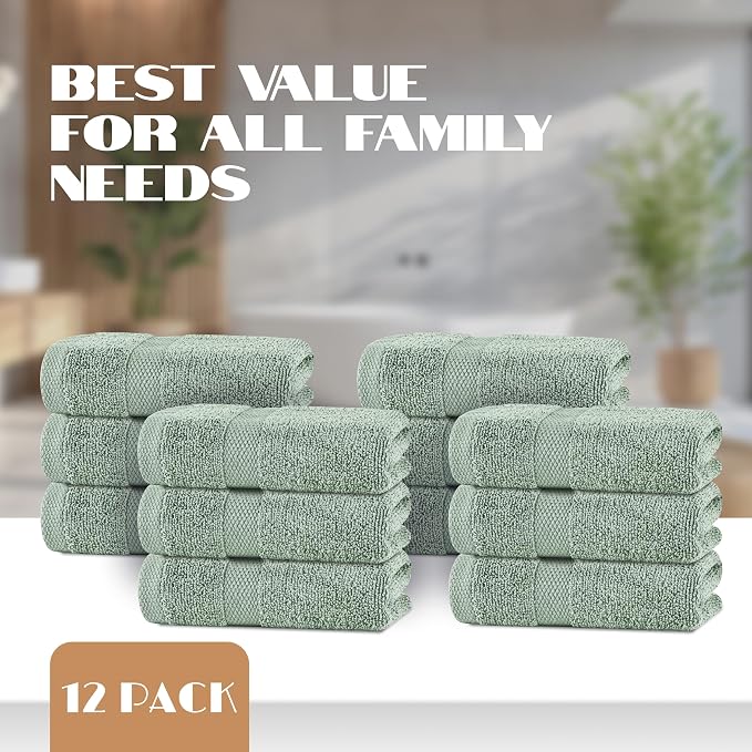 White Classic Green Hand Towels - Image 4