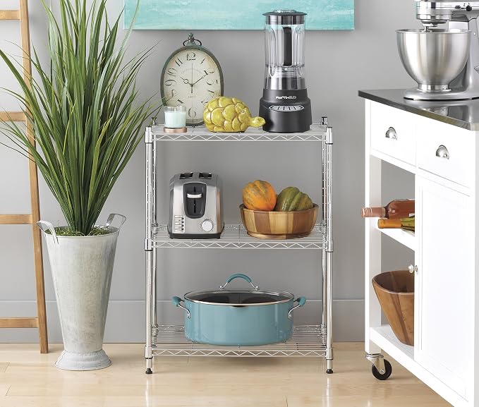 Whitmor 3 Tier Shelving Unit, Metal Storage Shelves, 400 lbs Capacity per Shelf - Image 4